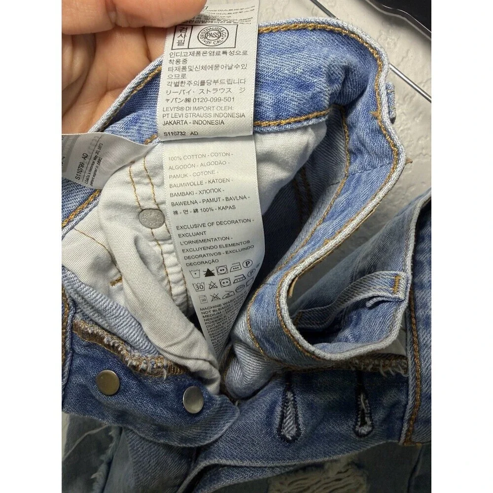 Levi's 501 Distressed Cut Off Denim Shorts Button Fly Blue Size 26